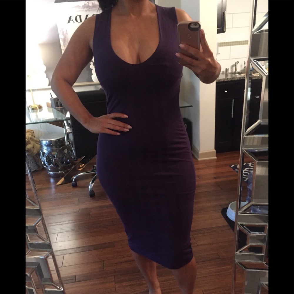 Plum Midi Plunge dress